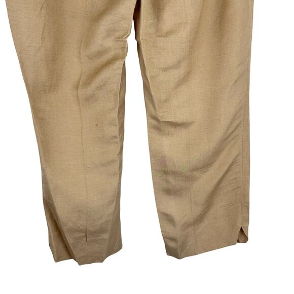 CALVIN KLEIN LINEN FLAT FRONT STRAIGHT LEG TROUSERS IN TAN NWT WOMEN'S SIZE 14P - Picture 8 of 16